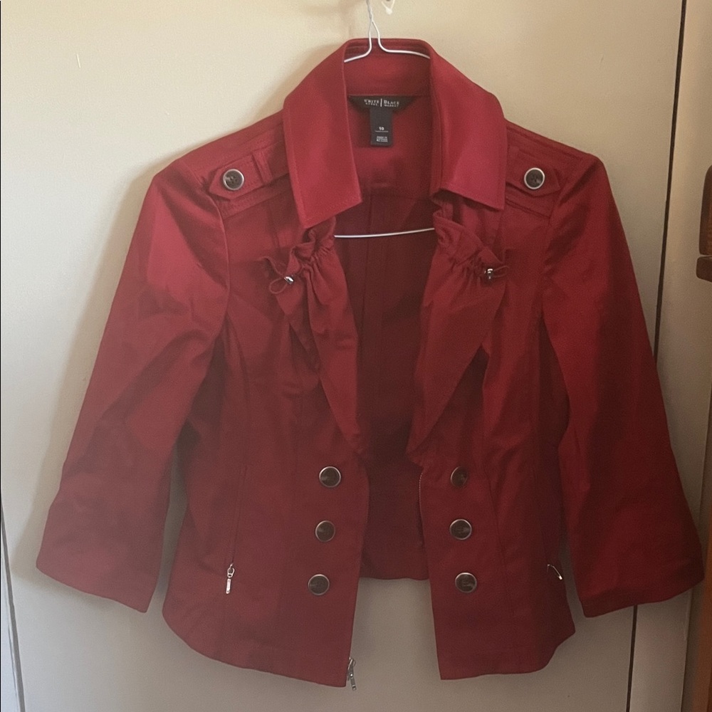 White House Black Market Red Blazer with Silver Accents